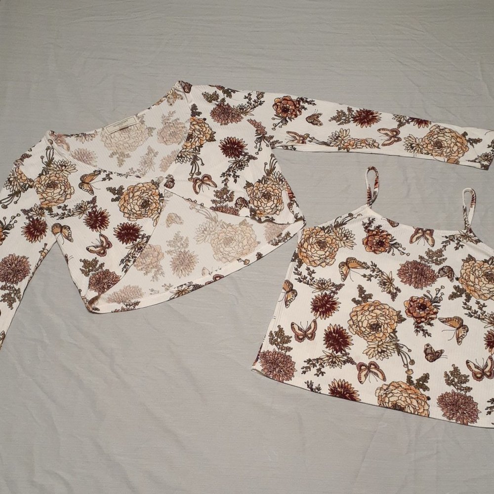 Girls 2 Piece Flower Print Shirt